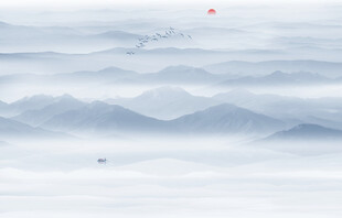 抽象水墨山水画背景墙