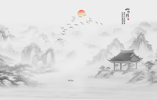 意境山水电视背景墙