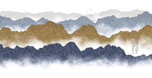 水墨群山抽象画