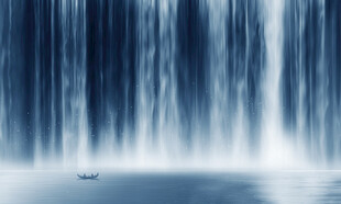 高山流水瀑布山水图