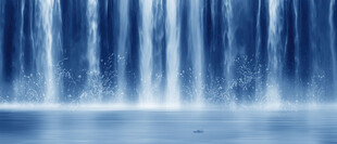 招财瀑布山水画幕墙