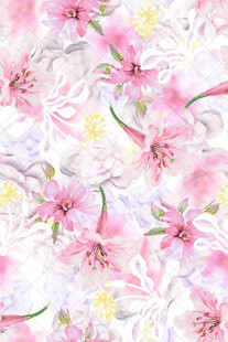 梦幻粉色花卉背景图案