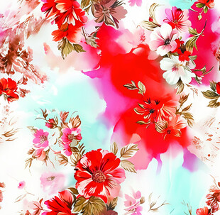 缤纷花卉水彩图案