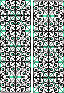 绿底黑白几何花纹图案