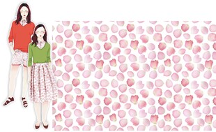 时尚女性与花卉图案背景