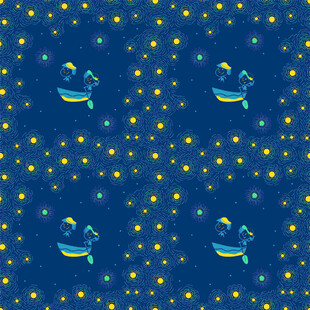 蓝色星空小鸭图案背景
