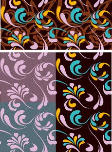 多彩花卉图案设计素材