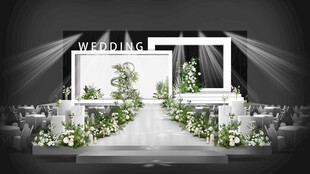 韩式白绿色清新婚礼现场布置