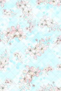 浅蓝色樱花浪漫花卉图案