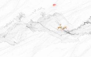 新中式壁画山水画电视背景墙