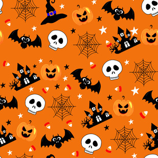 万圣节主题橙色图案背景