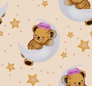 小熊坐月牙星星可爱图案