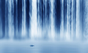 瀑布山水风景画