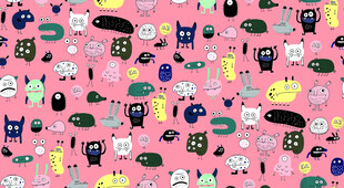 可爱卡通图案无缝背景图