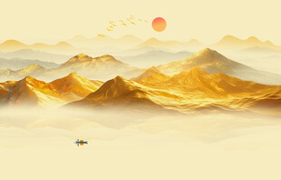 金色山水画