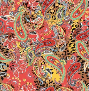 原色粉多彩佩斯利花纹图案