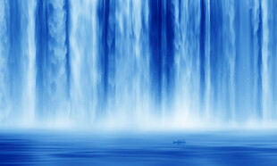 招财瀑布山水风景画