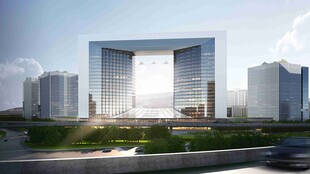 现代城市中的宏伟建筑