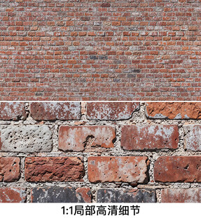 复古斑驳红砖水泥墙背景墙壁画