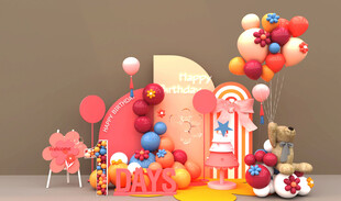 生日气球美陈su模型