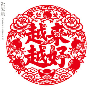 圆形剪纸越来越好窗花新年静电贴