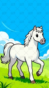 白色骏马插画