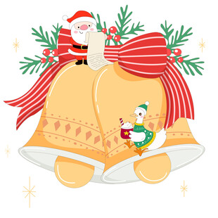 圣诞节圣诞老人铃铛小鸭子送礼物