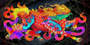 麟吐玉书 麒麟石雕花纹