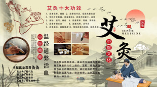 艾灸养生背景墙