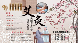 中医艾灸背景墙