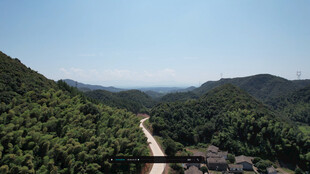 山间村落蜿蜒小路穿林而过