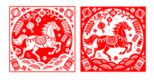 2026马年窗花剪纸矢量图
