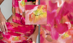 抽象粉色花卉艺术画作