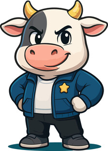 卡通警察牛形象