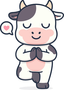 可爱小牛双手合十萌态足