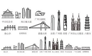 广州广东羊城粤建筑城市旅游剪影
