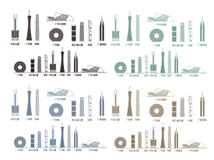 广州广东羊城粤建筑城市旅游剪影