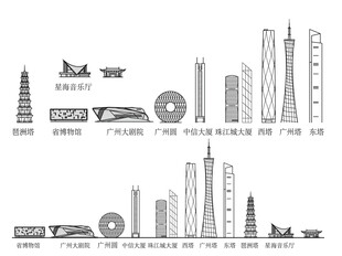 广州广东羊城粤建筑城市旅游剪影