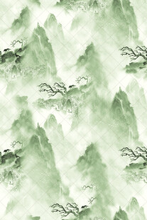 水墨山水无缝纹理图案汉服