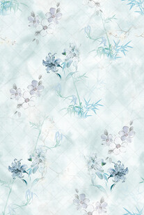 淡蓝花卉图案布料纹理