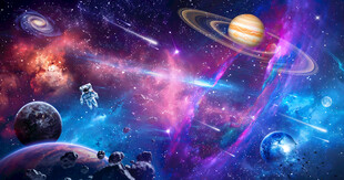 梦幻宇宙星空太空流星雨星球背景