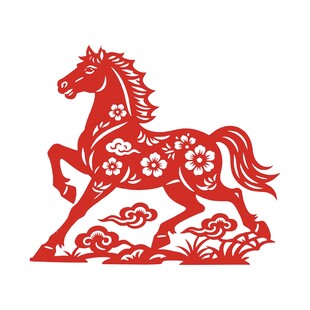 奔腾骏马剪纸艺术形象