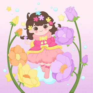 花朵小精灵花仙子小仙女儿童插画