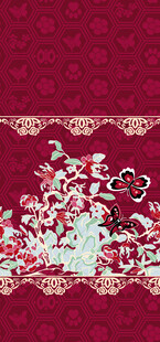 红色蕾丝花卉装饰图案