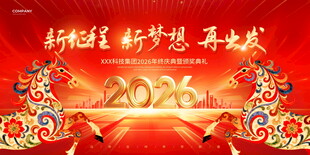 新春舞台表演迎马年展板