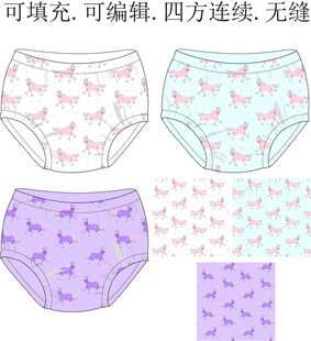 女童内裤设计   马年图案印花