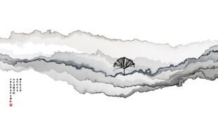 抽象水墨山水画