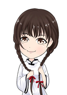 双麻花辫萌系动漫女孩Q版