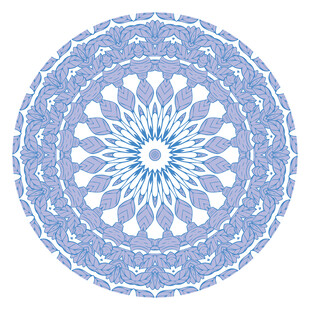 蓝白色曼陀罗花纹图案