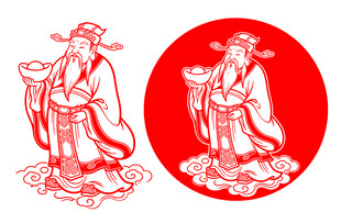 传统福禄寿剪纸形象